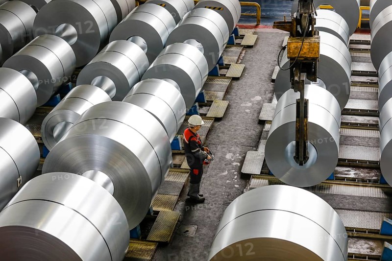Steel coils in a warehouse