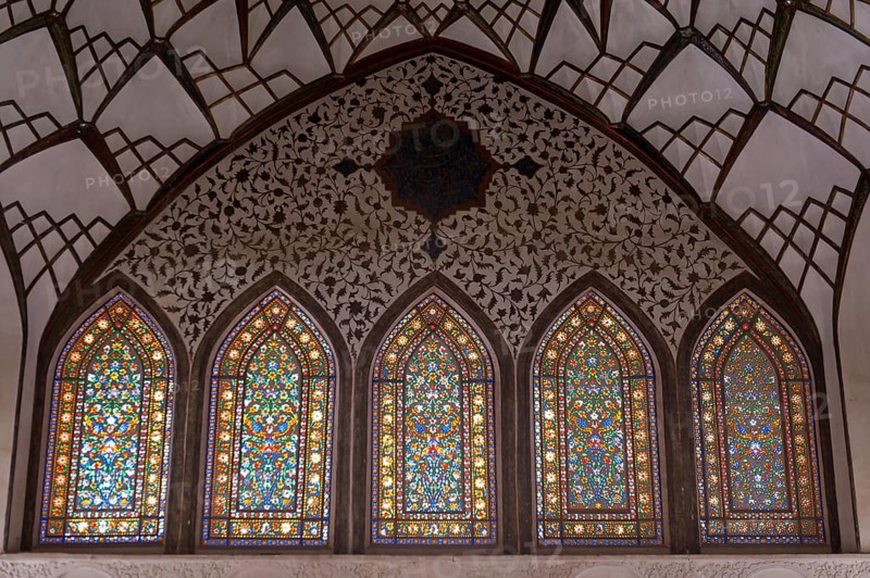 Colourfully decorated glass windows
