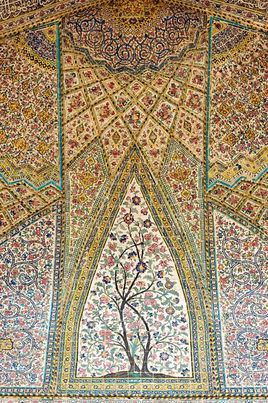 Wall with intricately painted tiles