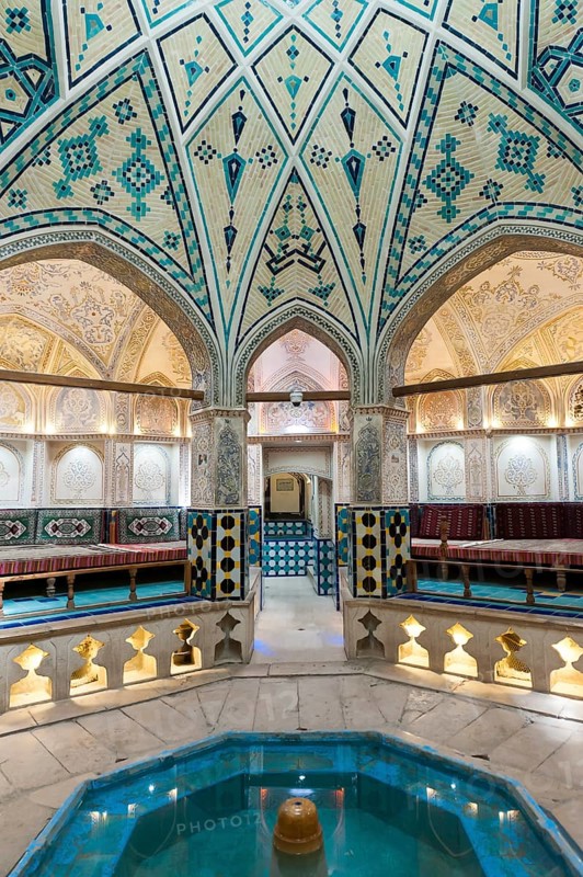 Ornate interior with water pools