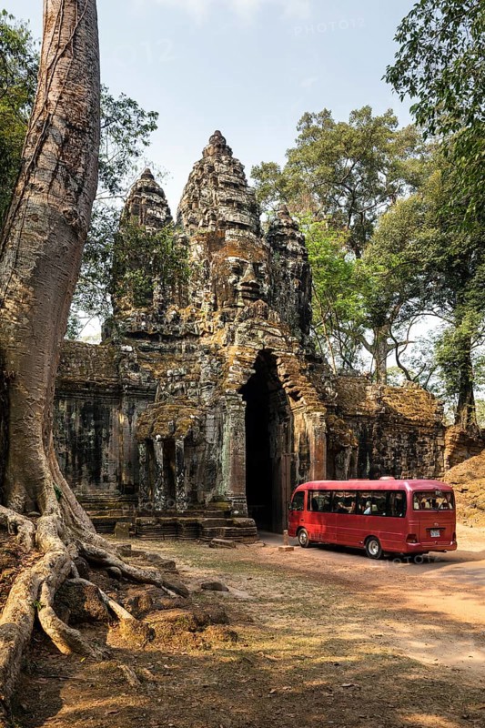 Bus in front of the north gate of Angkor Thom