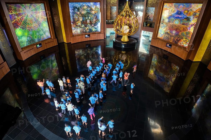 Visitors in the Great Hall of the Elephant Temple Thep Wittayakhom Vihara