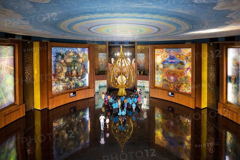 Visitors in the Great Hall of the Elephant Temple Thep Wittayakhom Vihara