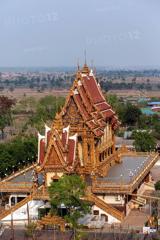 View from the roof of the Elephant Temple Thep Wittayakhom Vihara towards the Wat Baan Rai