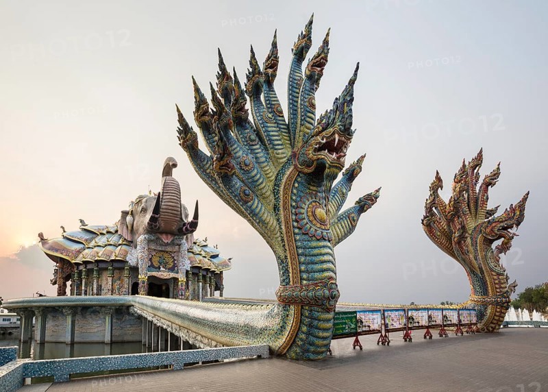 Bridge of the two Naga kings to the Elephant Temple Thep Wittayakhom Vihara
