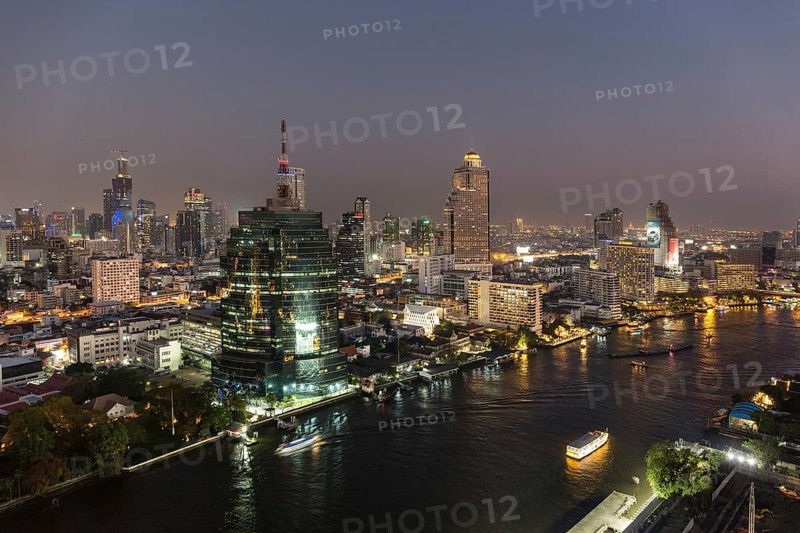 Skyline with CAT Telecom Tower and Lebua State Tower at night