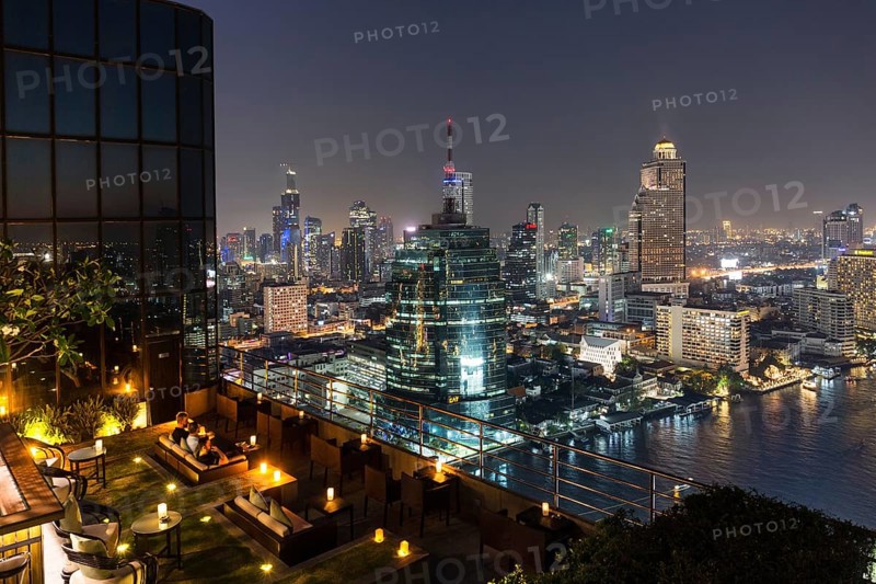 Skyline with CAT Telecom Tower and Lebua State Tower at night