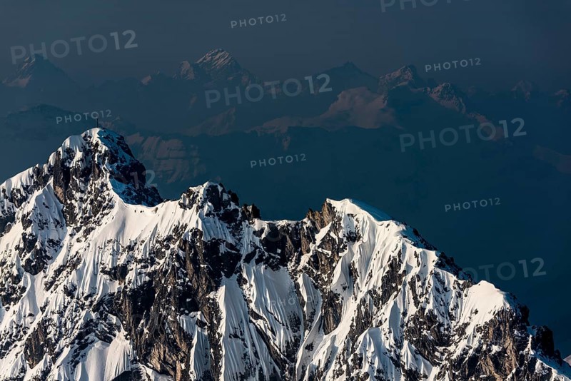 Blue hour above the Allgau Alps with peak of the Rauhorn