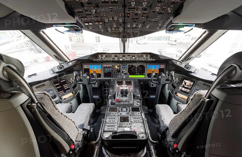 Cockpit of a Boeing 787-9 Dreamliner of the airline ANA