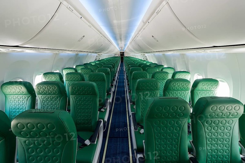Passenger cabin of a Boeing 737-800 of the Transavia airline