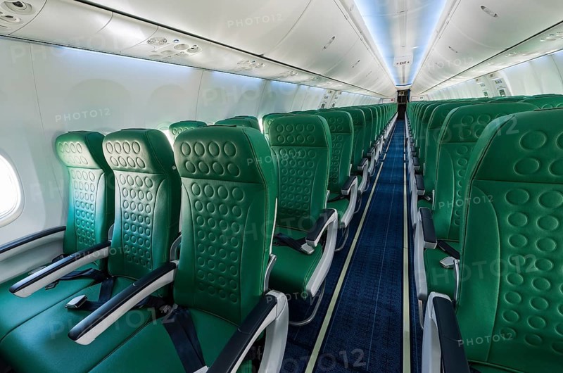 Passenger cabin of a Boeing 737-800 of the Transavia airline