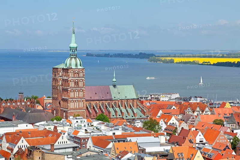 View of the city with St. Nicholas' Church as seen from the tower of St. Mary's Church