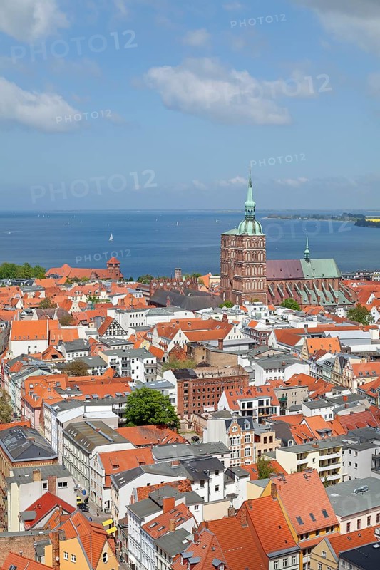 View of the city with St. Nicholas' Church as seen from the tower of St. Mary's Church