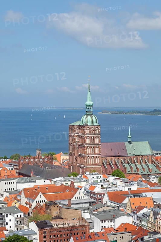 View of the city with St. Nicholas' Church as seen from the tower of St. Mary's Church