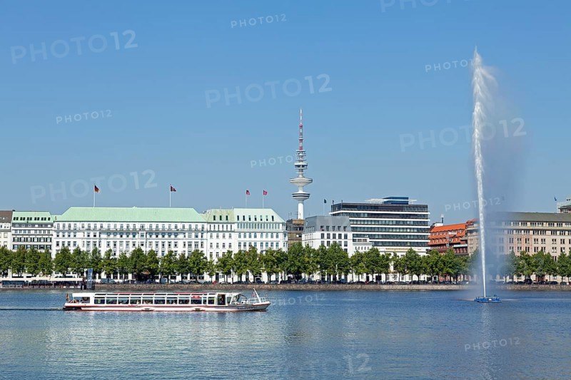 Inner Alster Lake with tourboat