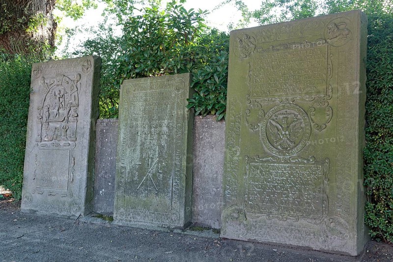 Old sandstone grave slabs