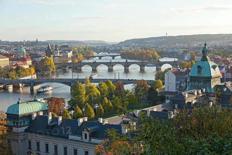 iew from the Letna hill on Moldova and bridges