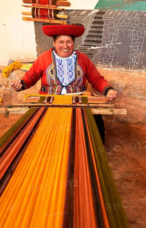 Peruvian working with loom