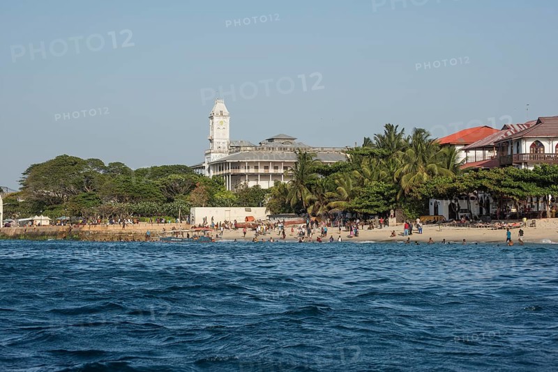 View from the sea to the town