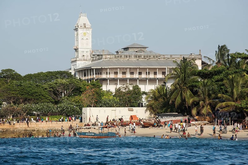 View from the sea to the town