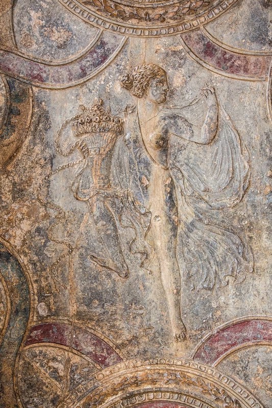 Ancient Roman relief in the thermal Stabian Spa