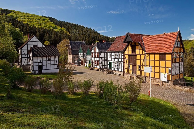 Half-timbered houses in the Open Air Museum