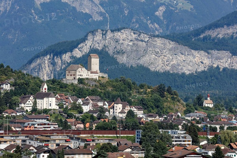 View over Mels on Sargans Castle