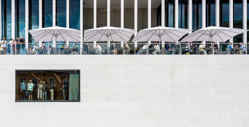 Facade with cafe