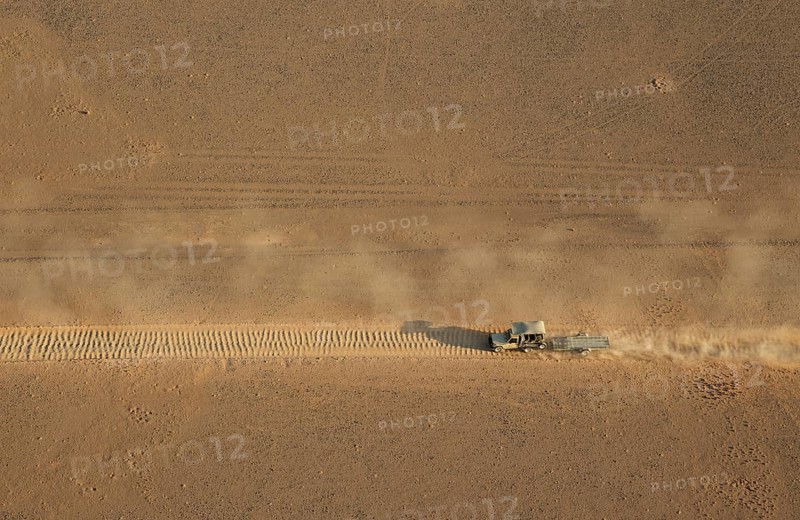 A vehicle of the balloon ground crew on a badly corrugated road