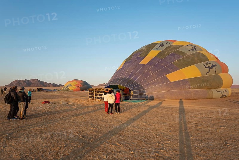 Preparing the hot-air balloons for take-off
