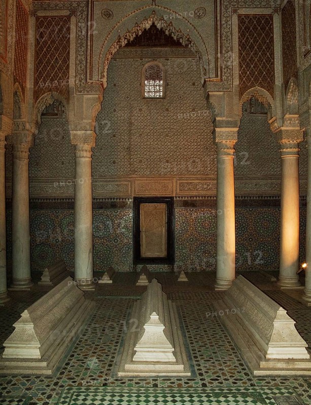 Central room of the Saadian Tombs mausoleum in the Medina