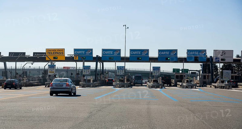 Toll checkpoint on a northern Italian highway