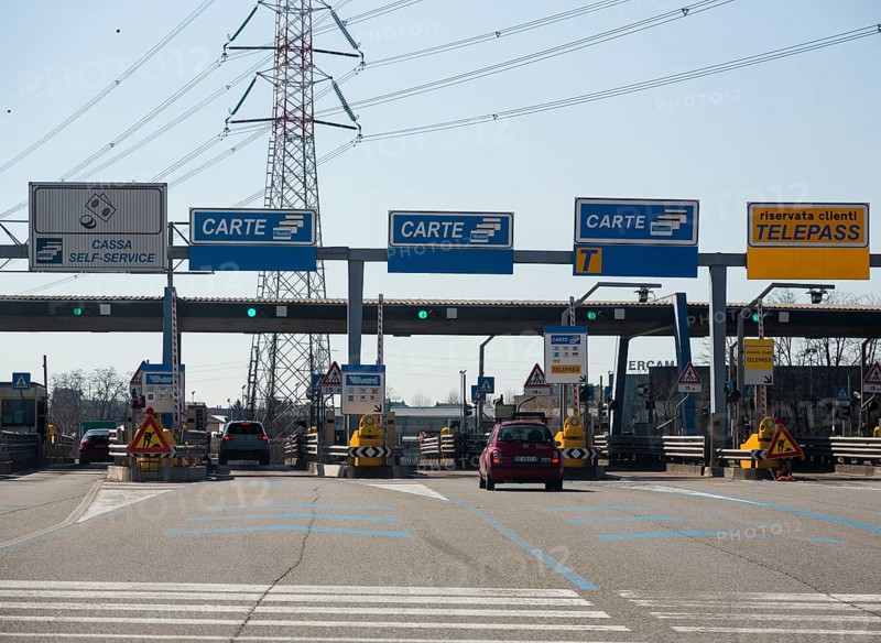 Toll checkpoint on a northern Italian highway