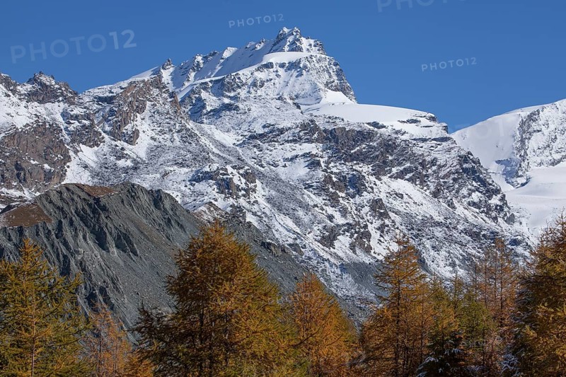 Findelntal in autumn with snowy Rimpfischhorn