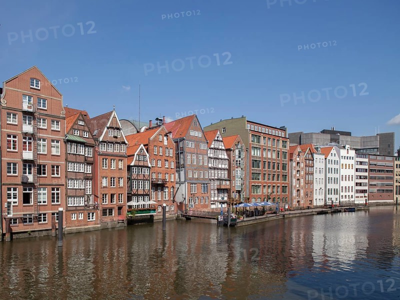 Historic town houses in Deichstrasse on Nikolaifleet canal
