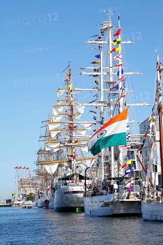 New harbor with sailing ships