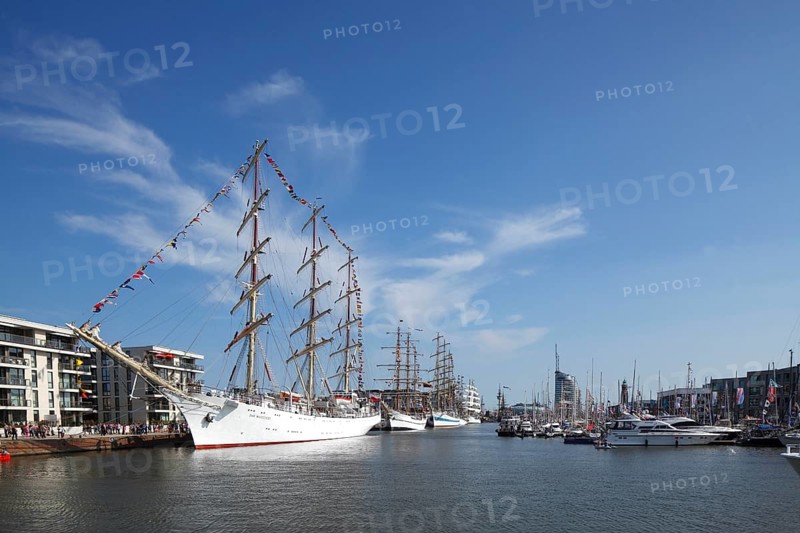 New harbor with sailing ships