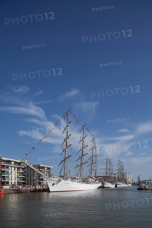 New harbor with sailing ships