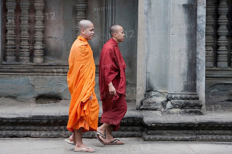 Two Buddhist monks in Angkor Wat