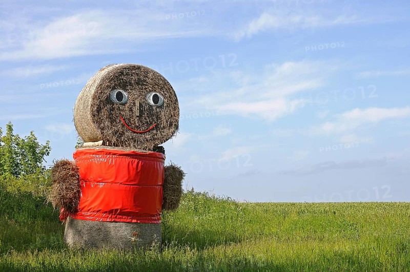 Straw doll made of straw bales