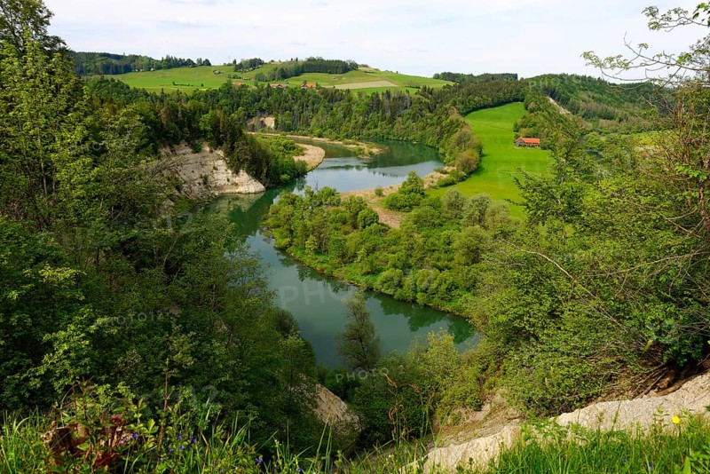 View from the plateau of the former Burg Kalden Castle of the Iller River