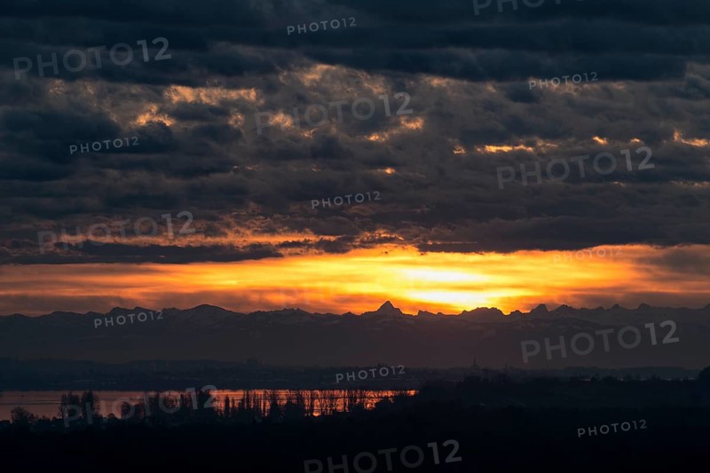 Sunrise over the Alps with Foehn clouds