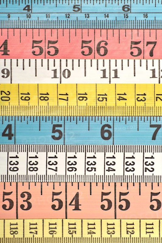 Various colourful measuring tapes