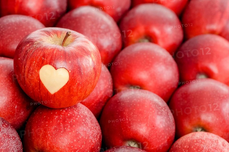 Apple with a heart shape cut-out