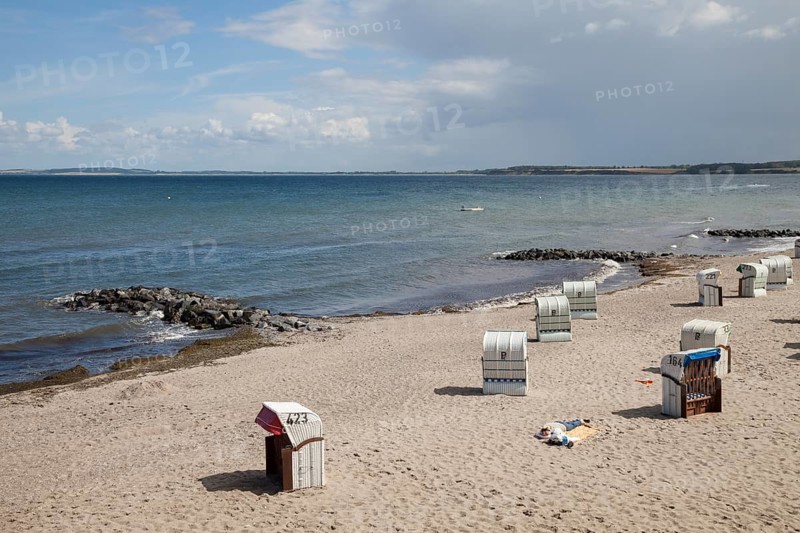 Empty beach chairs on the Baltic coast