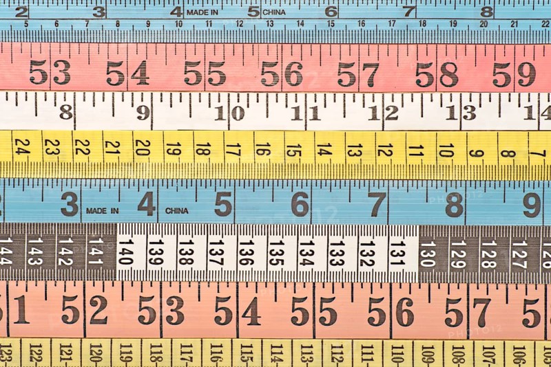 Various colourful measuring tapes