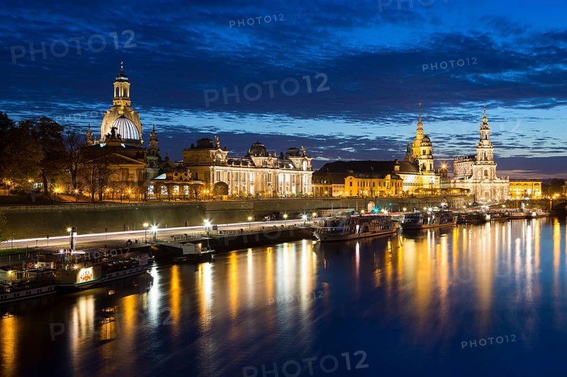 Cityscape at night with Frauenkirche church