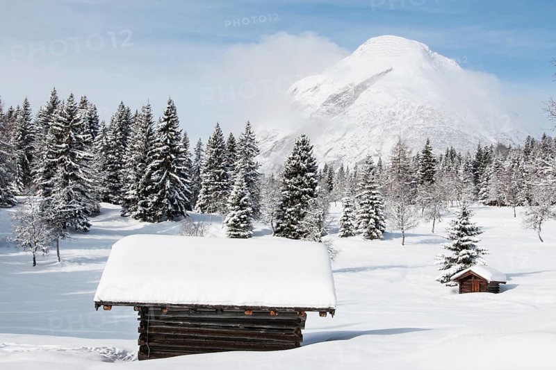 Snowy landscape with Mt Hohe Munde