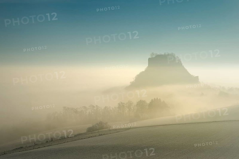 Foggy mood in Hegau with Hohenkrahen Mountain