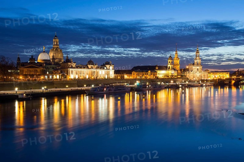 Cityscape at night with Frauenkirche church